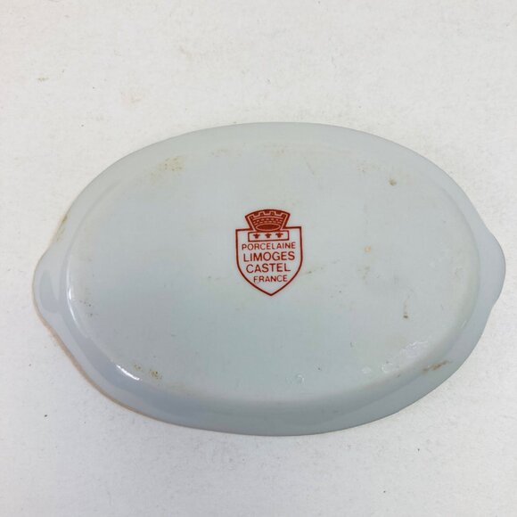 Limoges Castel France Porcelaine Miniature Tray Lovers Gold Trim Vintage as is - Picture 6 of 11